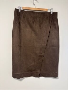 NWT Anne Taylor Brown Faux-Suede Pencil Skirt